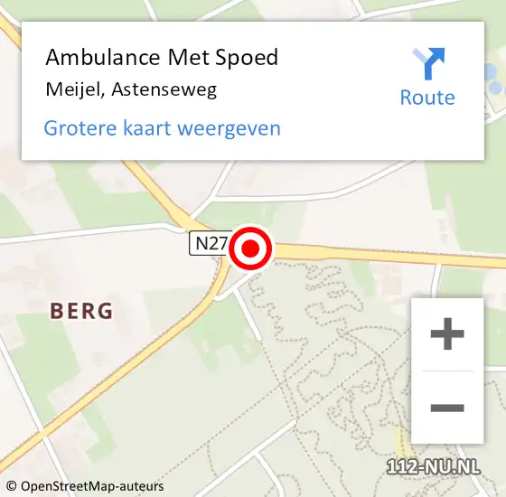 Locatie op kaart van de 112 melding: Ambulance Met Spoed Naar Meijel, Astenseweg op 10 augustus 2016 17:43