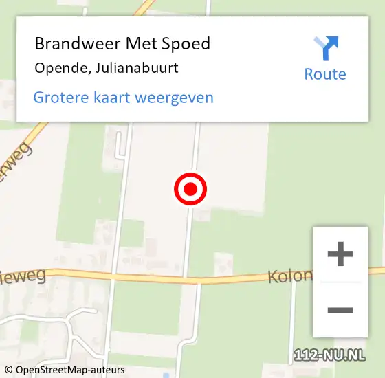 Locatie op kaart van de 112 melding: Brandweer Met Spoed Naar Opende, Julianabuurt op 23 december 2013 21:50