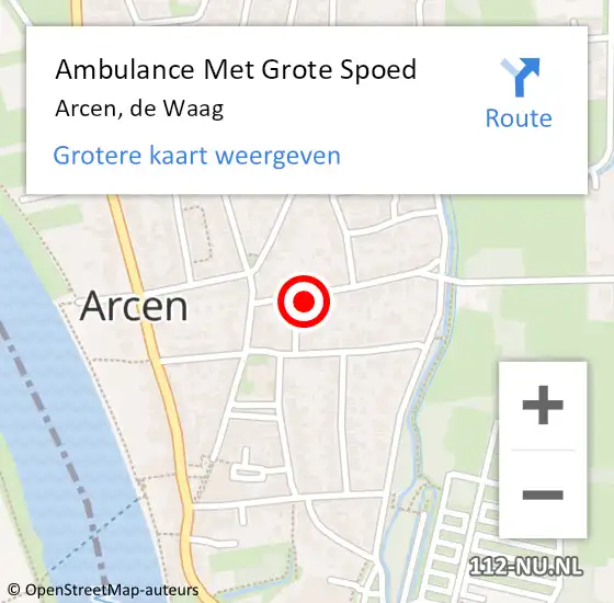 Locatie op kaart van de 112 melding: Ambulance Met Grote Spoed Naar Arcen, de Waag op 10 augustus 2016 18:13