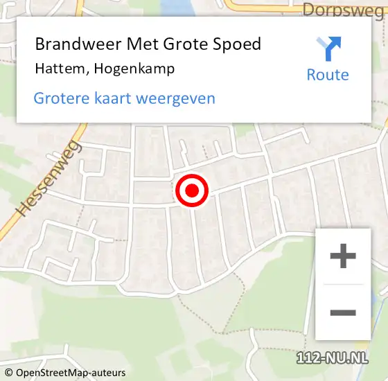 Locatie op kaart van de 112 melding: Brandweer Met Grote Spoed Naar Hattem, Hogenkamp op 10 augustus 2016 18:50