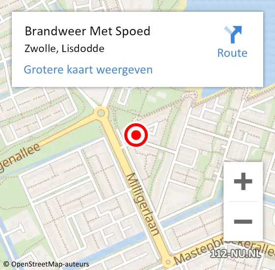 Locatie op kaart van de 112 melding: Brandweer Met Spoed Naar Zwolle, Lisdodde op 10 augustus 2016 18:53