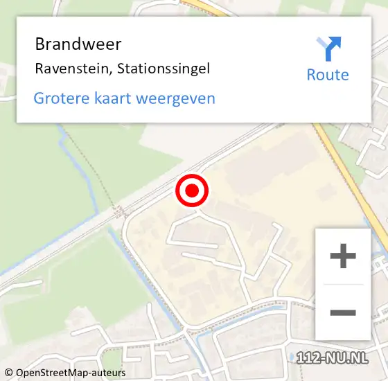 Locatie op kaart van de 112 melding: Brandweer Ravenstein, Stationssingel op 10 augustus 2016 18:56