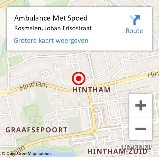 Locatie op kaart van de 112 melding: Ambulance Met Spoed Naar Rosmalen, Johan Frisostraat op 10 augustus 2016 19:03