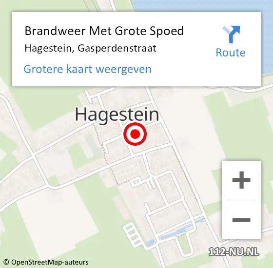 Locatie op kaart van de 112 melding: Brandweer Met Grote Spoed Naar Hagestein, Gasperdenstraat op 10 augustus 2016 19:29