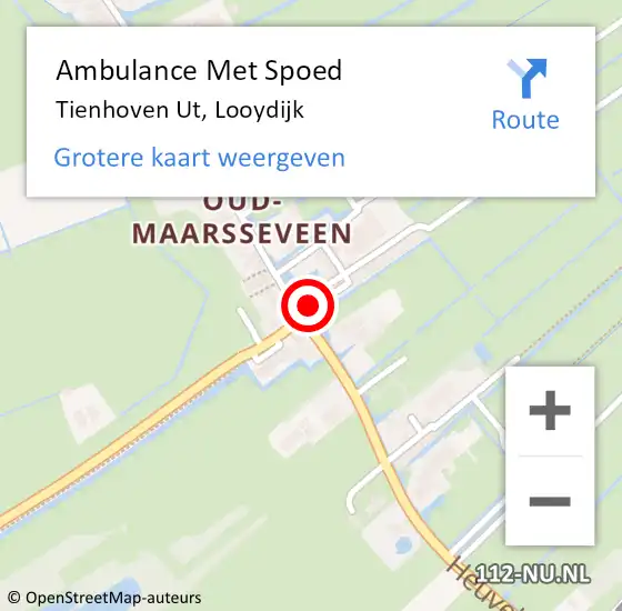 Locatie op kaart van de 112 melding: Ambulance Met Spoed Naar Tienhoven Ut, Looydijk op 10 augustus 2016 19:57