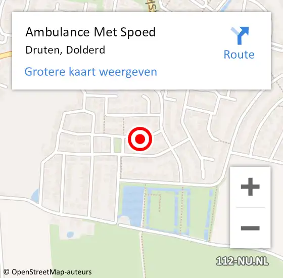 Locatie op kaart van de 112 melding: Ambulance Met Spoed Naar Druten, Dolderd op 10 augustus 2016 21:00