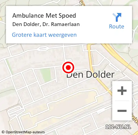 Locatie op kaart van de 112 melding: Ambulance Met Spoed Naar Den Dolder, Dr. Ramaerlaan op 11 augustus 2016 02:33