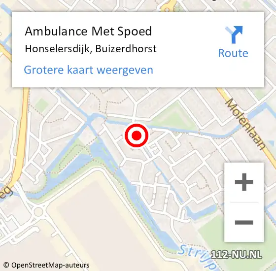 Locatie op kaart van de 112 melding: Ambulance Met Spoed Naar Honselersdijk, Buizerdhorst op 11 augustus 2016 04:13