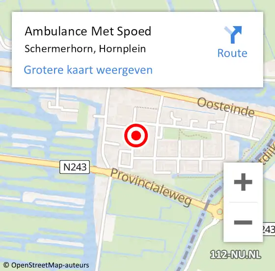 Locatie op kaart van de 112 melding: Ambulance Met Spoed Naar Schermerhorn, Hornplein op 23 december 2013 22:40