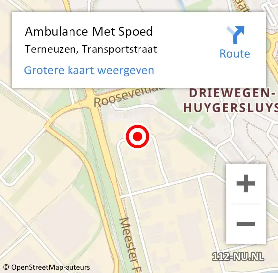 Locatie op kaart van de 112 melding: Ambulance Met Spoed Naar Terneuzen, Transportstraat op 11 augustus 2016 07:07