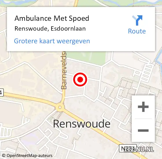 Locatie op kaart van de 112 melding: Ambulance Met Spoed Naar Renswoude, Esdoornlaan op 11 augustus 2016 07:35