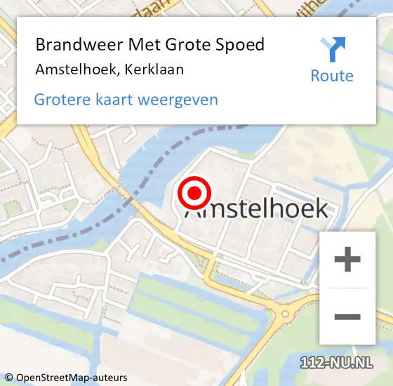 Locatie op kaart van de 112 melding: Brandweer Met Grote Spoed Naar Amstelhoek, Kerklaan op 11 augustus 2016 08:30