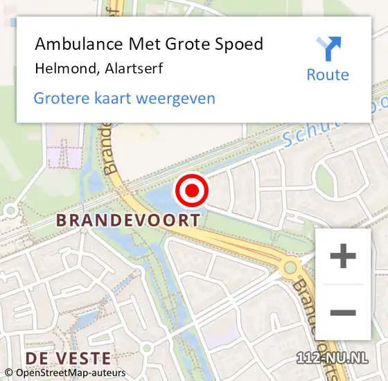 Locatie op kaart van de 112 melding: Ambulance Met Grote Spoed Naar Helmond, Alartserf op 11 augustus 2016 08:34