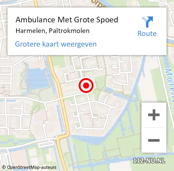 Locatie op kaart van de 112 melding: Ambulance Met Grote Spoed Naar Harmelen, Paltrokmolen op 11 augustus 2016 09:08