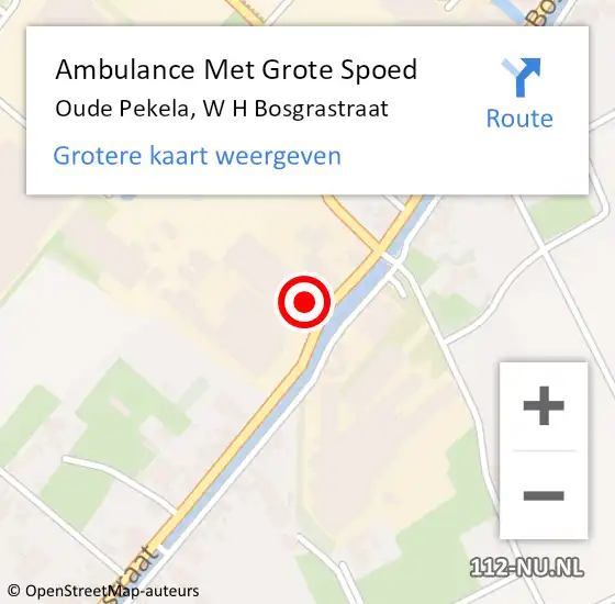 Locatie op kaart van de 112 melding: Ambulance Met Grote Spoed Naar Oude Pekela, W H Bosgrastraat op 11 augustus 2016 09:33