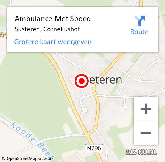 Locatie op kaart van de 112 melding: Ambulance Met Spoed Naar Susteren, Corneliushof op 11 augustus 2016 09:59