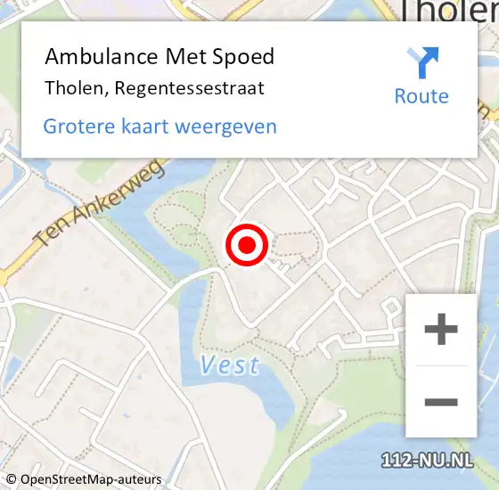 Locatie op kaart van de 112 melding: Ambulance Met Spoed Naar Tholen, Regentessestraat op 11 augustus 2016 10:53