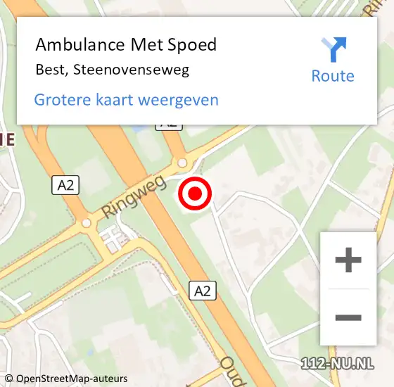 Locatie op kaart van de 112 melding: Ambulance Met Spoed Naar Best, Steenovenseweg op 11 augustus 2016 10:57