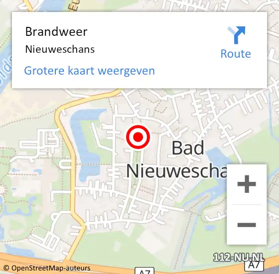 Locatie op kaart van de 112 melding: Brandweer Nieuweschans op 11 augustus 2016 11:56