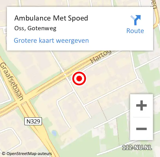 Locatie op kaart van de 112 melding: Ambulance Met Spoed Naar Oss, Gotenweg op 11 augustus 2016 12:19