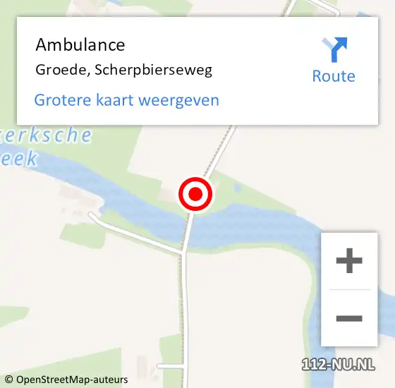 Locatie op kaart van de 112 melding: Ambulance Groede, Scherpbierseweg op 11 augustus 2016 12:44