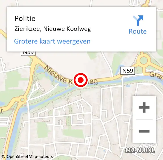 Locatie op kaart van de 112 melding: Politie Zierikzee, Nieuwe Koolweg op 11 augustus 2016 13:00