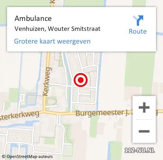 Locatie op kaart van de 112 melding: Ambulance Venhuizen, Wouter Smitstraat op 11 augustus 2016 13:18