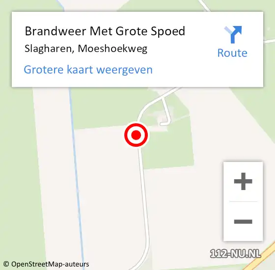 Locatie op kaart van de 112 melding: Brandweer Met Grote Spoed Naar Slagharen, Moeshoekweg op 11 augustus 2016 13:23