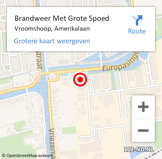 Locatie op kaart van de 112 melding: Brandweer Met Grote Spoed Naar Vroomshoop, Amerikalaan op 11 augustus 2016 13:29