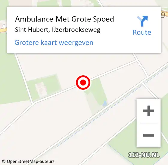 Locatie op kaart van de 112 melding: Ambulance Met Grote Spoed Naar Sint Hubert, IJzerbroekseweg op 11 augustus 2016 13:39