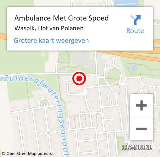 Locatie op kaart van de 112 melding: Ambulance Met Grote Spoed Naar Waspik, Hof van Polanen op 11 augustus 2016 13:56