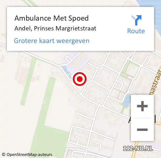 Locatie op kaart van de 112 melding: Ambulance Met Spoed Naar Andel, Prinses Margrietstraat op 11 augustus 2016 15:44