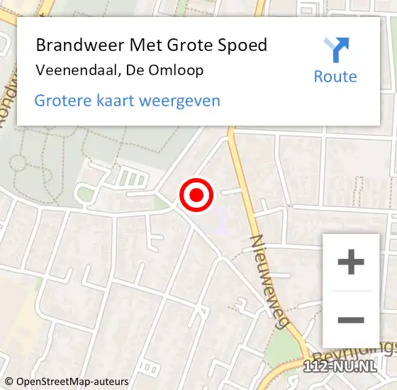 Locatie op kaart van de 112 melding: Brandweer Met Grote Spoed Naar Veenendaal, De Omloop op 11 augustus 2016 17:04