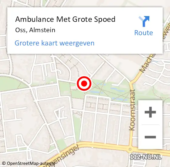 Locatie op kaart van de 112 melding: Ambulance Met Grote Spoed Naar Oss, Almstein op 11 augustus 2016 17:09