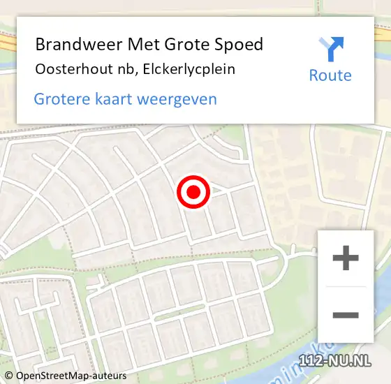 Locatie op kaart van de 112 melding: Brandweer Met Grote Spoed Naar Oosterhout nb, Elckerlycplein op 11 augustus 2016 19:26