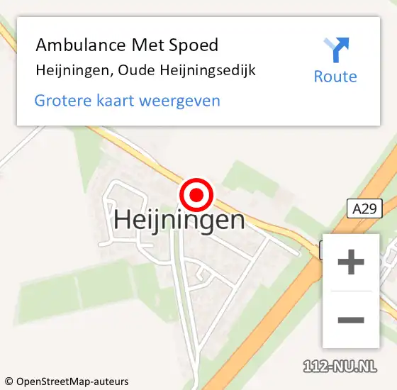 Locatie op kaart van de 112 melding: Ambulance Met Spoed Naar Heijningen, Oude Heijningsedijk op 11 augustus 2016 20:52