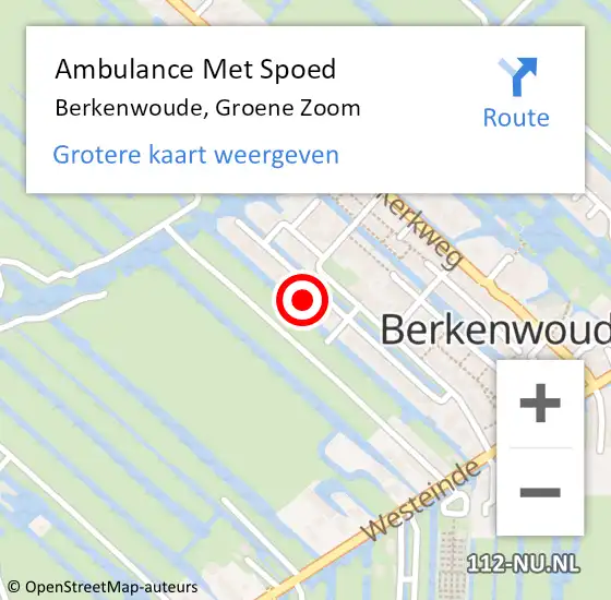 Locatie op kaart van de 112 melding: Ambulance Met Spoed Naar Berkenwoude, Groene Zoom op 11 augustus 2016 23:40