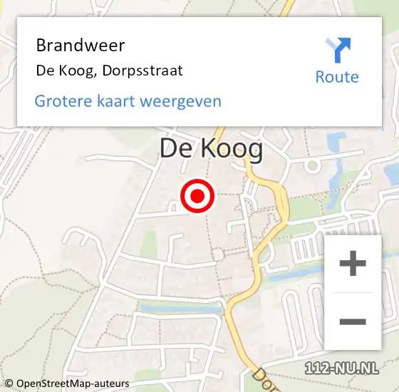 Locatie op kaart van de 112 melding: Brandweer De Koog, Dorpsstraat op 11 augustus 2016 23:41