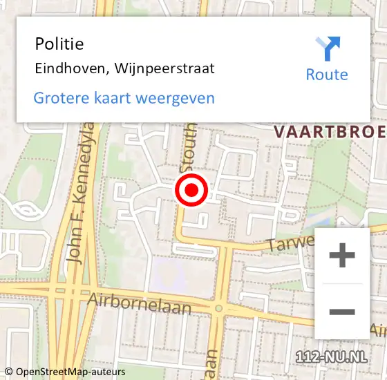 Locatie op kaart van de 112 melding: Politie Eindhoven, Wijnpeerstraat op 11 augustus 2016 23:58