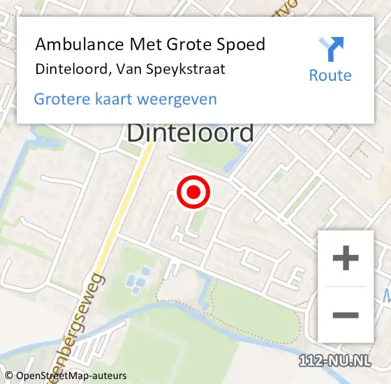 Locatie op kaart van de 112 melding: Ambulance Met Grote Spoed Naar Dinteloord, Van Speykstraat op 12 augustus 2016 01:23