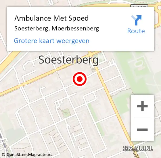 Locatie op kaart van de 112 melding: Ambulance Met Spoed Naar Soesterberg, Moerbessenberg op 12 augustus 2016 01:58