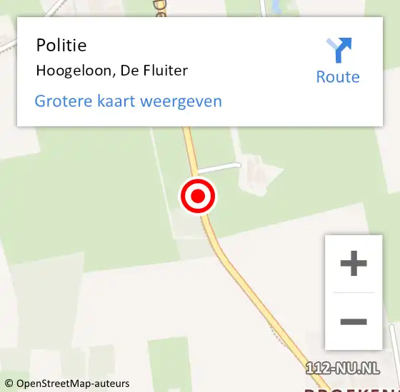 Locatie op kaart van de 112 melding: Politie Hoogeloon, De Fluiter op 12 augustus 2016 02:39