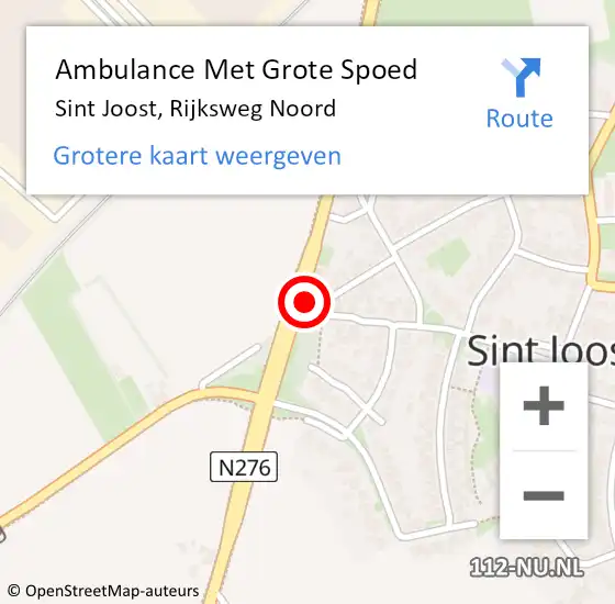 Locatie op kaart van de 112 melding: Ambulance Met Grote Spoed Naar Sint Joost, Rijksweg Noord op 12 augustus 2016 03:01