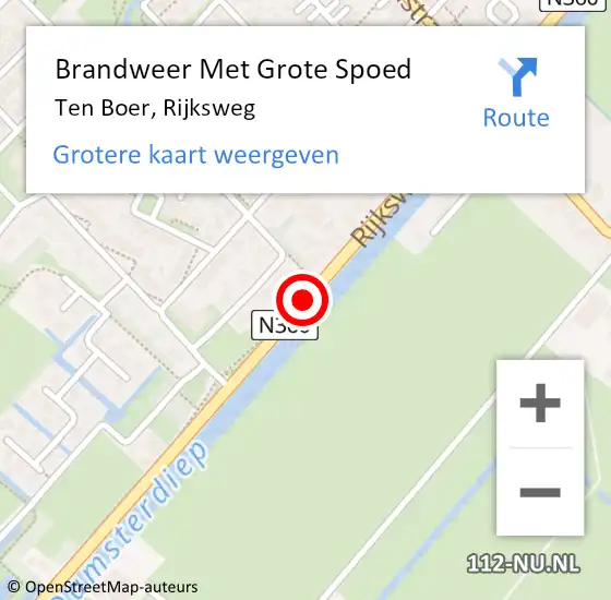 Locatie op kaart van de 112 melding: Brandweer Met Grote Spoed Naar Ten Boer, Rijksweg op 12 augustus 2016 03:04