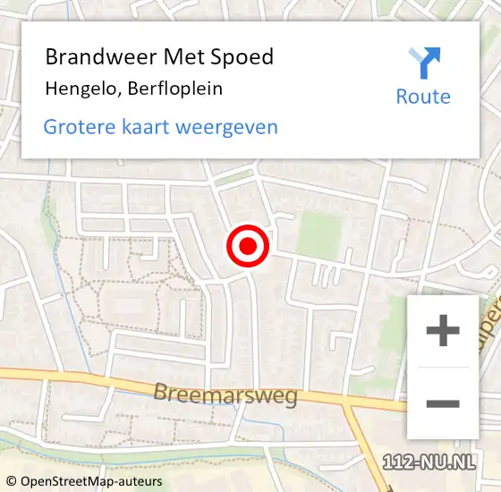 Locatie op kaart van de 112 melding: Brandweer Met Spoed Naar Hengelo, Berfloplein op 12 augustus 2016 04:19