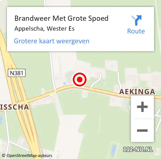 Locatie op kaart van de 112 melding: Brandweer Met Grote Spoed Naar Appelscha, Wester Es op 24 december 2013 00:58