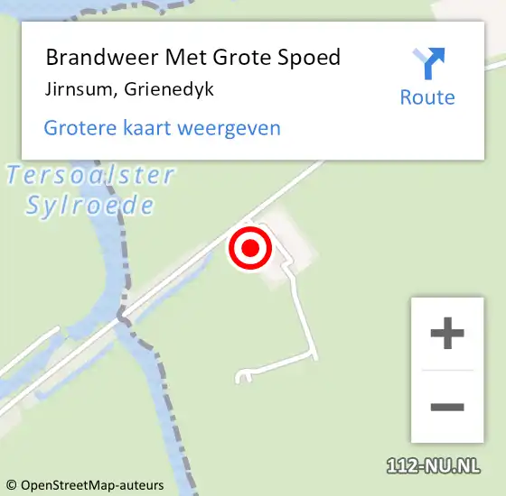 Locatie op kaart van de 112 melding: Brandweer Met Grote Spoed Naar Jirnsum, Grienedyk op 12 augustus 2016 06:03