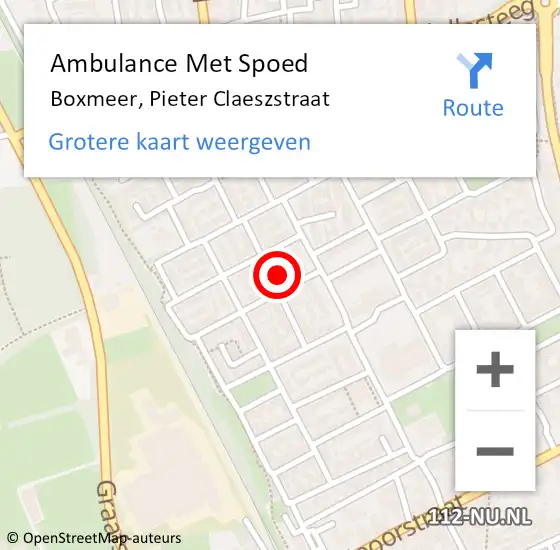 Locatie op kaart van de 112 melding: Ambulance Met Spoed Naar Boxmeer, Pieter Claeszstraat op 12 augustus 2016 06:27