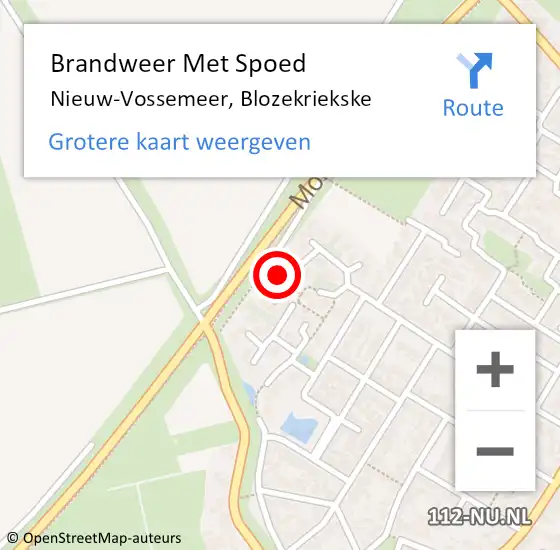 Locatie op kaart van de 112 melding: Brandweer Met Spoed Naar Nieuw-Vossemeer, Blozekriekske op 24 december 2013 01:18