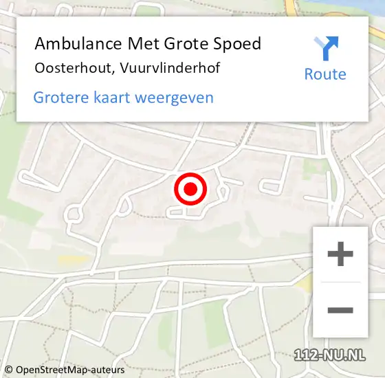 Locatie op kaart van de 112 melding: Ambulance Met Grote Spoed Naar Oosterhout, Vuurvlinderhof op 12 augustus 2016 09:47